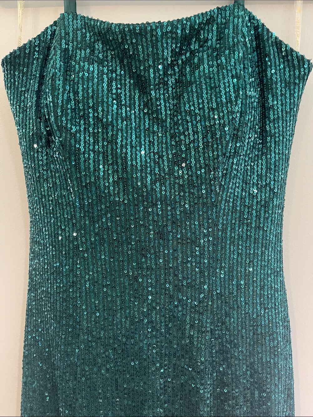 Dark Green mini dress, spaghetti straps, 100% embellished with sparkle size 6